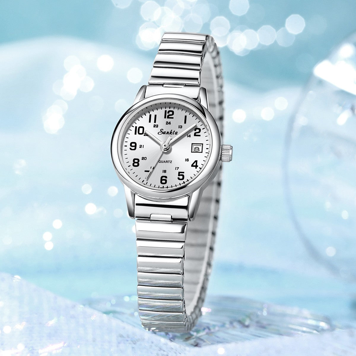 SUNKTA elegant Women's Watch 12/24 waterproof calendar women's quartz wrist watch fashion ladies vintage watches reloj de mujer