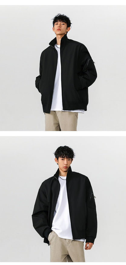 American Aviator Jackets Autumn and Winter New Men's Cleanfit Short Workwear Jacket Stand-up Collar Multi-pocket Large Size Tops