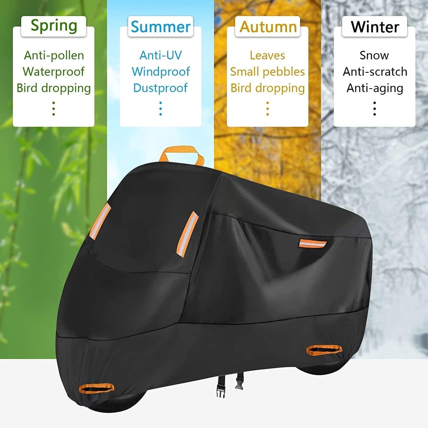 Capa de Moto Impermeável para Todas as Estações, à Prova de Poeira, Proteção UV, Uso Externo e Interno, Scooter, Tecido 210D Resistente ao Desgaste, Capa para Motocicleta