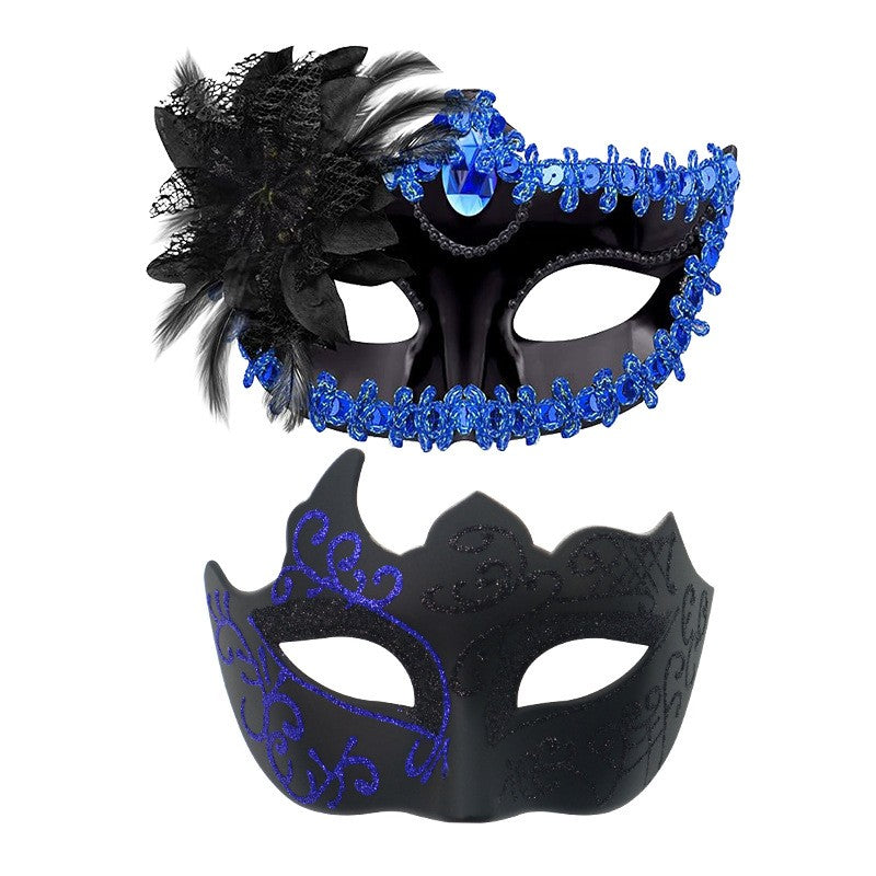 2PCS Couple Masks Sexy Painted Masquerade Venice Feather Flower Party Half Face Cover Wedding Carnival Performance Costume Prom