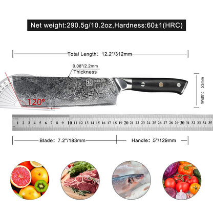 Conjunto de Facas de Cozinha KEEMAKE Design Faca de Utilidade Japonesa para Chef Faca de Corte de Aço Damasco de Alto Carbono para Vegetais e Carnes