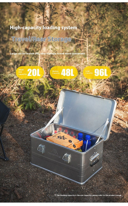 MOUNTAINHIKER Outdoor Storage Box Camping Picnic Travel Aluminum Alloy Large Capacity Box Silver Storage Bag 30-80L