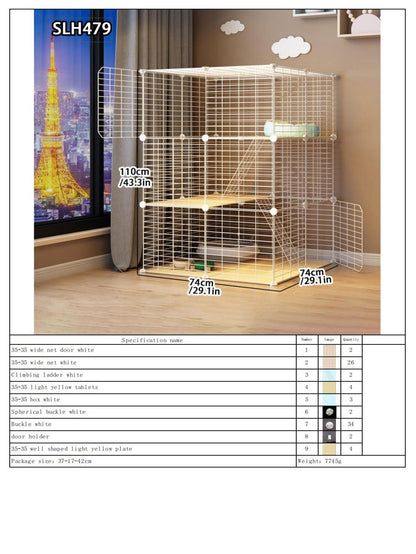 Grande Gaiola de Gato para Uso Doméstico, Vila de Gatos Gigante Interna, Estrutura de Escalada para Gatos com Espaço Livre de Várias Camadas, Casa de Gatos Luxuosa, Casa de Gatos