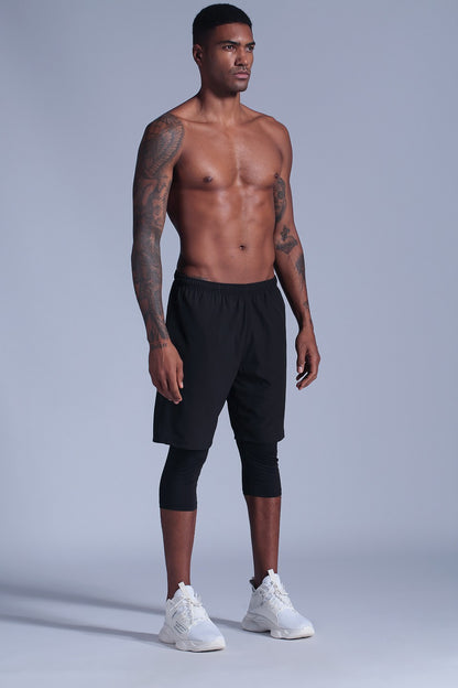 2 in 1 Compression Pants Mens basketball shorts Leggings sport Running Shorts High Elastic Dry Fit Training Tights Jogging Pants
