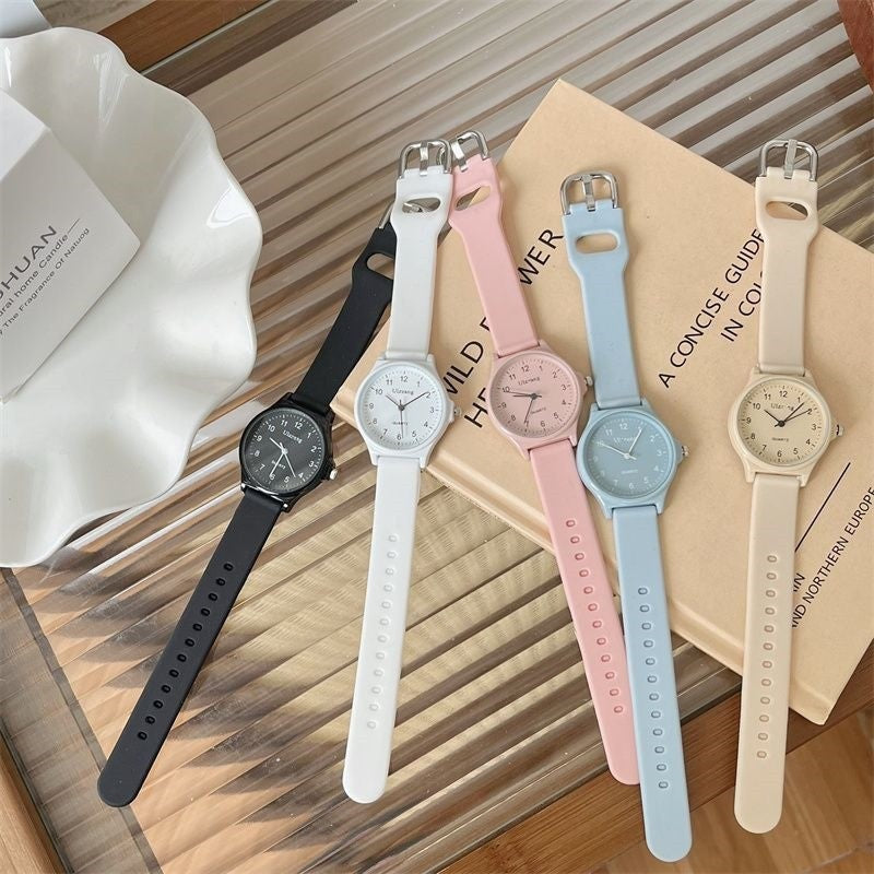 Fashion Silicone Strap Wristwatch Multi-color Student Quartz Watch Casual Adjustable Quartz Clock
