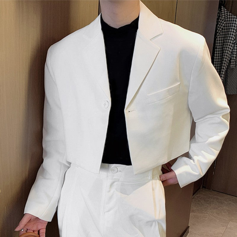 Men Blazer Solid Color Lapel Long Sleeve One Button Autumn Casual Suits Streetwear 2023 Fashion Male Crop Coats S-5XL INCERUN