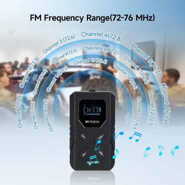 Retekess TT117 FM Sistema de Guia Turístico Transmissor Receptor para Museu Igreja Conferência Reunião Fábrica Treinamento 72-76MHz