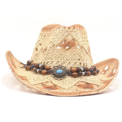 New outdoor beach sun protection and breathable cowboy hat with ethnic style, western sun protection and shading
