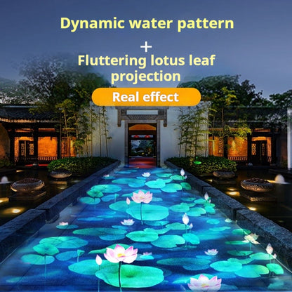 Projetor de Ondas de Água Dinâmicas Externo, Holofote com Padrão de Lótus para Iluminação Criativa de Ambiente em Jardim e Pátio
