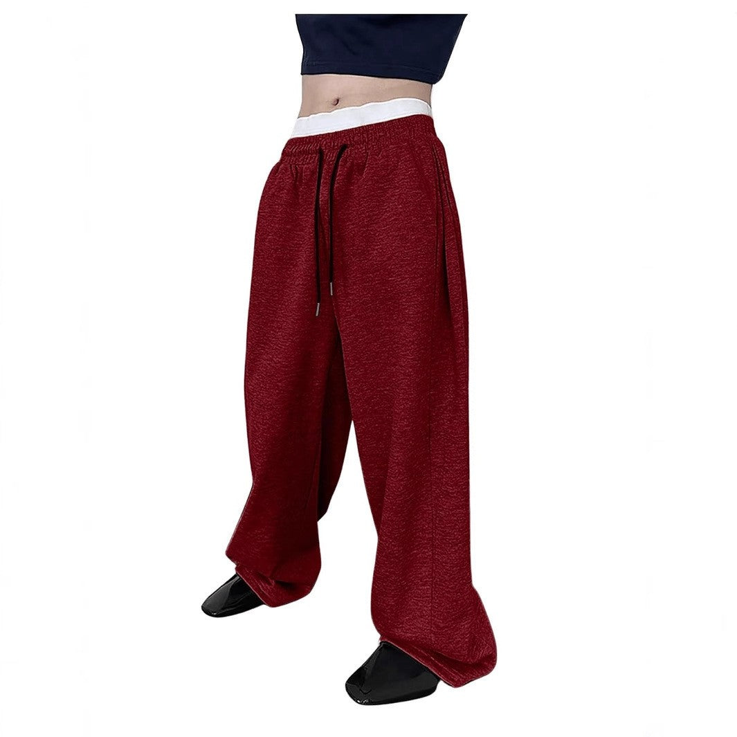 Autumn Men's Baggy Wide-leg Pants Outdoor Jogging Sweatpants Loose Straight Fashion Korean Casual Trousers Streetwear Black Gray