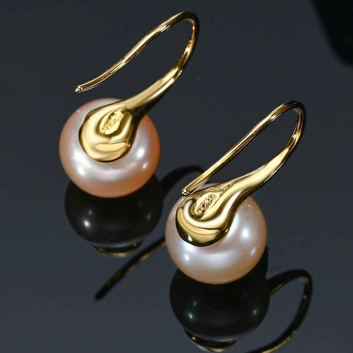 New Fine Grade AAAA Freshwater Pearl Earrings For Women Wedding Party Jewelry Earrings Black Pink White Purple 8-9mm Bread Round