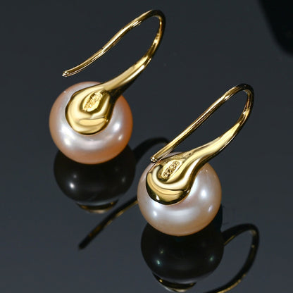 New Fine Grade AAAA Freshwater Pearl Earrings For Women Wedding Party Jewelry Earrings Black Pink White Purple 8-9mm Bread Round