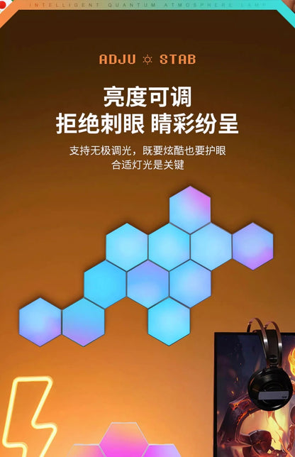 Hexagon Wall Lights, Smart LED Light Panels with App & Remote, DIY Room Decor for Autism, Game Room Decor, Party, Gifts, 12 Pack