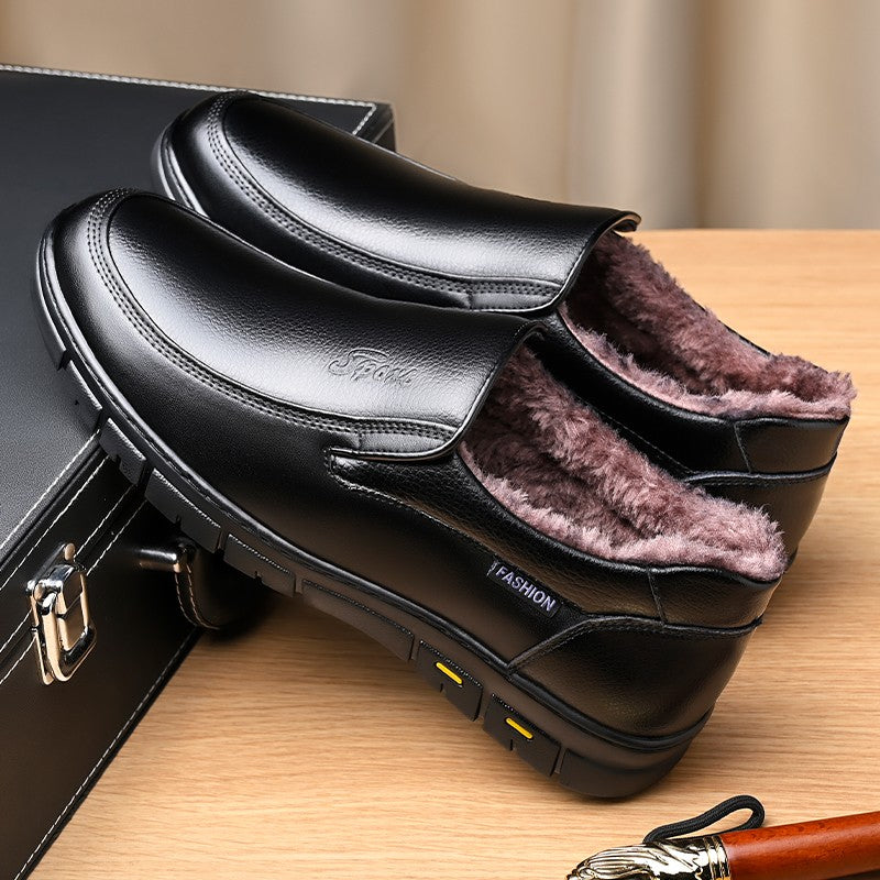 Winter Warm Men Casual Shoes Genuine Leather Breathable Man Loafers High Quality Mens Formal Dress Shoes Slip on Driving Shoes