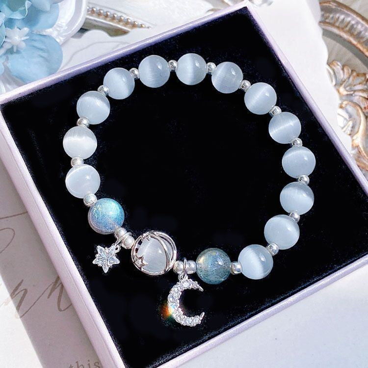 Nova pulseira de cristal com contas simples para mulheres meninas coreanas ins flor raposa pena borla pulseiras melhores amigas joias presentes 2024