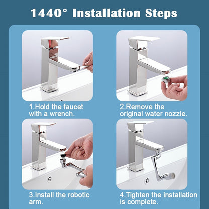 Metal 1440° Water Tap Nozzle Kitchen Sink Faucet Extenders 2 Modes Universal Bathroom Tap Bubbler Adapter Saving Aerator