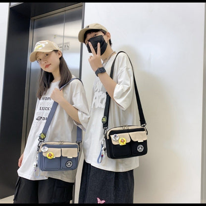 Fashion Versatile Men's Crossbody Bag Large Capacity Japanese Style Shoulder Bag Retro with Pendant Messenger Bag Unisex