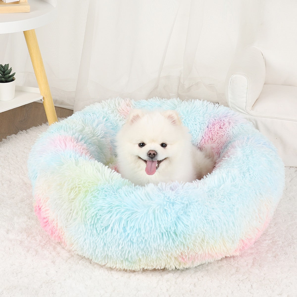 Cama para Cachorro, Donut Grande Redondo, Cesta Pelúcia de Inverno para Cães Médios, Acessórios, Casinha Fofa, Pequeno, Filhote, Animais de Estimação, Gato, Produtos