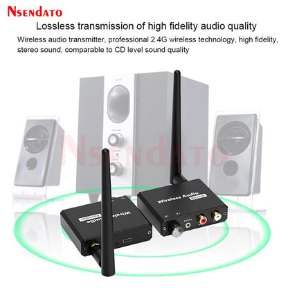 Adaptador de música Wi-fi digital sem fio 2.4G Kit transmissor e receptor de áudio sem fio 50M com AUX 3.5mm P/D para TV Box DVD PC