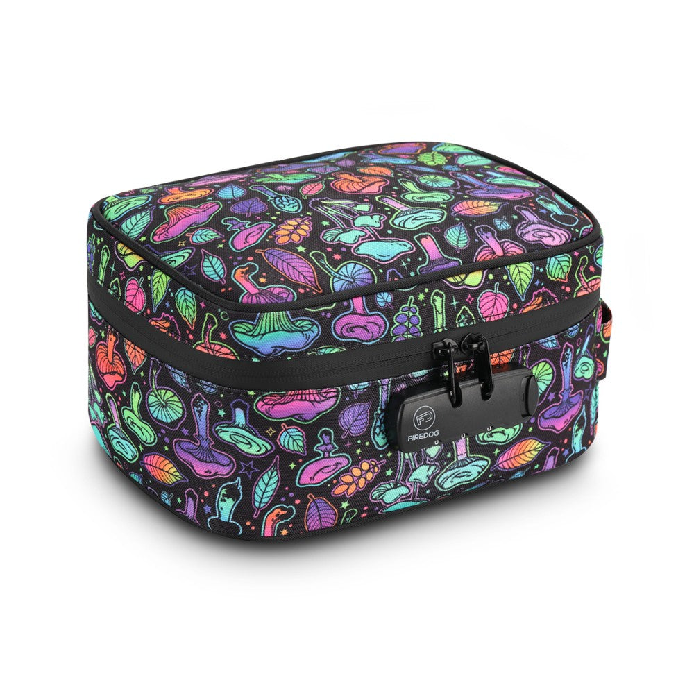 Large Smell Proof Case With Lock Mushroom Print Travel Portable Storage Bag with Handle