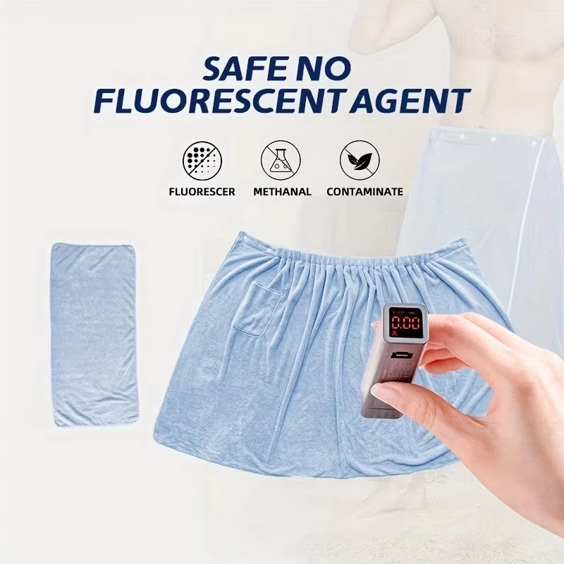 2 Pcs Men's Quick-Dry Coral Fleece Bathrobe Set - Adjustable Waistband with Pockets, Premium SPA Bath Essentials