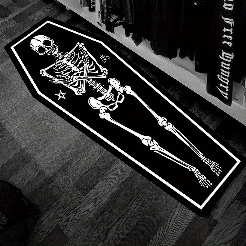 VIKAMA Horror Human Skull Carpet Bedside Rug Halloween Decoration Rug For Bedroom Non-Slip Wear-Resistant Floor Mat Door Mat Hom