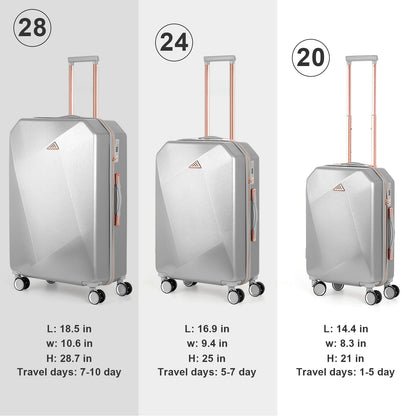 3PCS Luggage Set ABS Hardside Travel Luggage with Spinner TSA for Business Trip ABS Travel Luggage Set