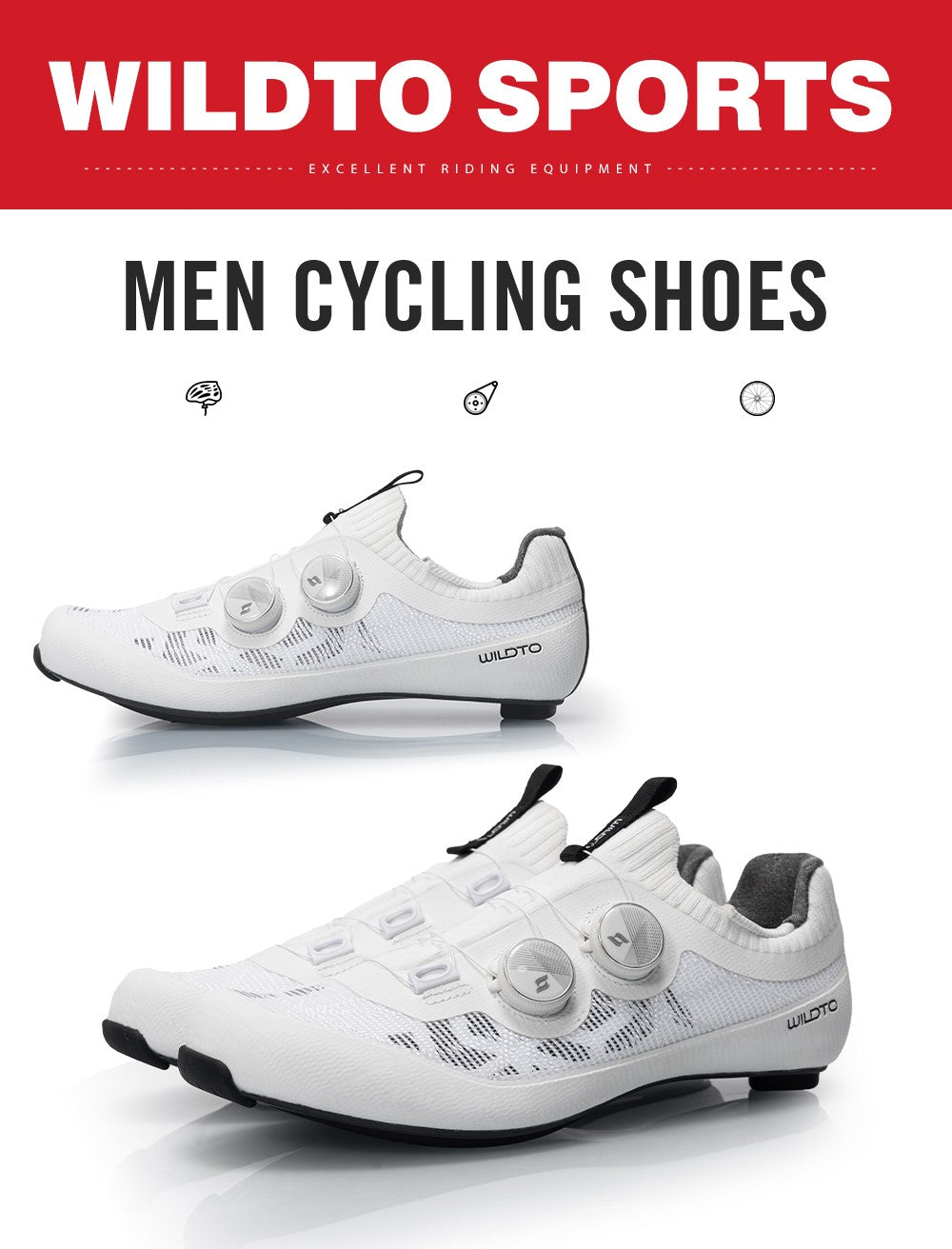 WILDTO Ultralight Cycling Shoes Men's Road Bike Shoes Hardness12 Carbon Fiber Professional Self-locking SPD Cleats Footwear