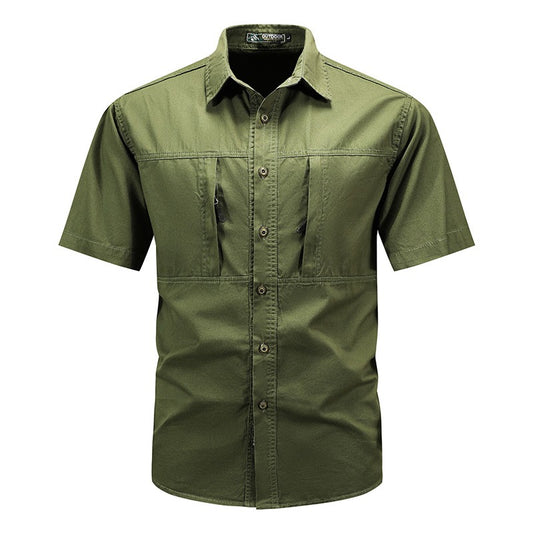 Summer Men Short Sleeve Cargo Breathable Shirt Men Casual Tactic Military Polo Shirt Men Outdoor Camp Hike Safari Work Shirt Top