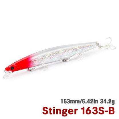 TSURIKNOYA STINGER 163S Isca Artificial Minnow de Fundo para Água Salgada com Lançamento Ultra Longo 163mm 34.2g Iscas Rígidas para Robalo