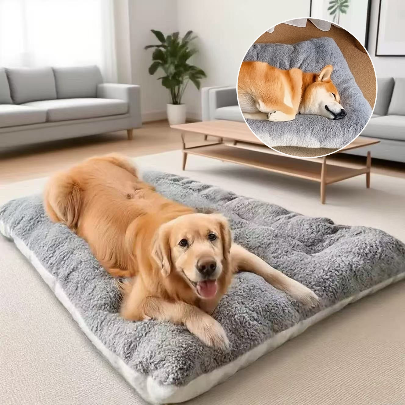 Cama Para Cachorro Grande Cama De Cachorro De Pelúcia Sofá Tapete Grosso Super Macio Poliéster Tapete Para Caixa De Transporte De Cachorro Para Cama Grande