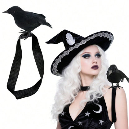 Halloween Realistic Crow Statue Shoulder Strap Style for Halloween Party Indoor Outdoor House Garden Decoration Christmas Party