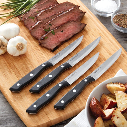 Conjunto de Facas para Churrasco em Aço Inoxidável 4 Peças Lâminas Duráveis de Alto Carbono Cabos Confortáveis Talheres de Cozinha Precisos