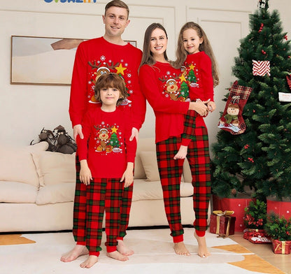 2025 Christmas Family Matching Pajamas Adult Kid Baby Outfits Deer Stars Tree Tops+Pants 2PCS Xmas Sleepwear Pyjamas Dog Clothes
