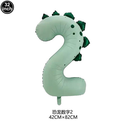 Dinosaur Party Decor 32inch Dinosaur Number Balloons 1-3 Year Olds Kid Birthday Baby Shower Matte Cartoon Foil Balloon Decors