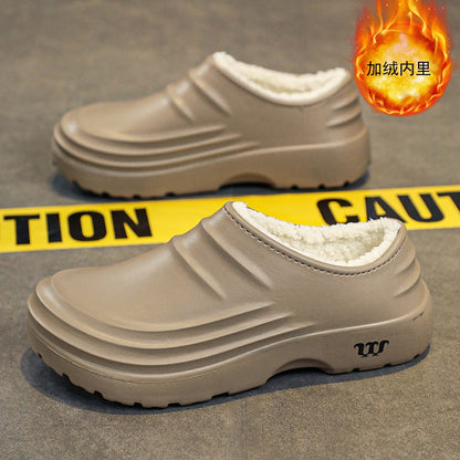 Winter Plush Supper Warm Chef Shoes for Men Women Very Soft Rubber Sandals Clogs Garden Shoes Without Holes Kitchen Work