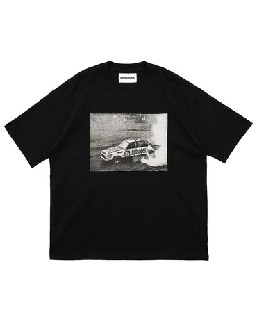 Trendy Y2K car pattern print simple casual men T-shirt retro European American Gothic high street punk Harajuku short sleeve