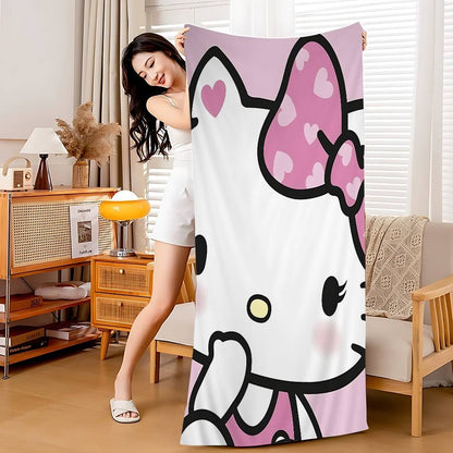Kawaii H-Hello Kitty Microfiber Beach Towel Absorbent Quick Dry Soft Yoga Swimming Resort Mountain Climbing Towel