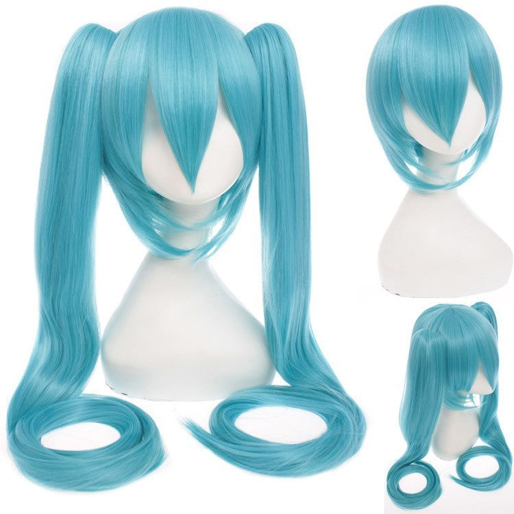120CM Long Synthetic Hair Clips 2 Ponytails Lolita Green Pink Heat Resistant Party Wigs Synthetic Hair Hatsune Miku Wig Cosplay