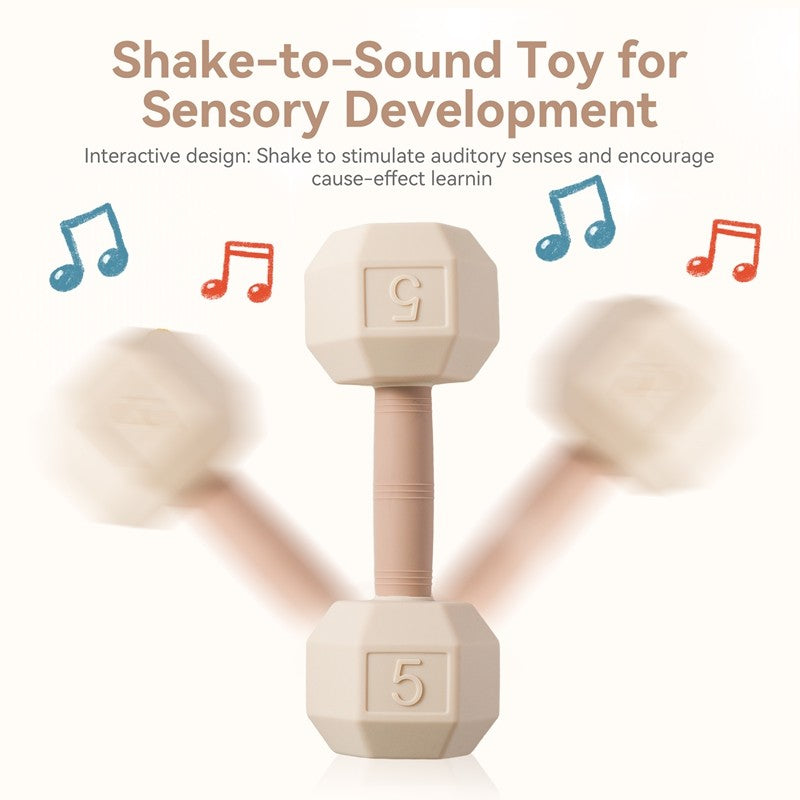 Baby Silicone Teething Cartoon Dumbbell Rattle Toy Babies' Sensory Cognitive Toys Move The Music Bell Baby Crib Toys Baby Gifts