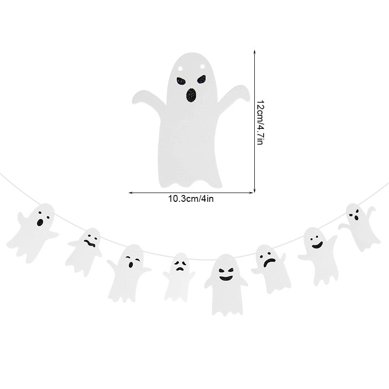 3M Halloween Paper Banner Horror Bat Spider Ghost Flag Garland Bunting For Halloween Home Party Hanging Props Decorations