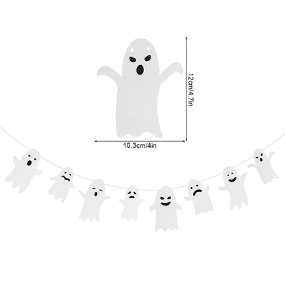 3M Halloween Paper Banner Horror Bat Spider Ghost Flag Garland Bunting For Halloween Home Party Hanging Props Decorations