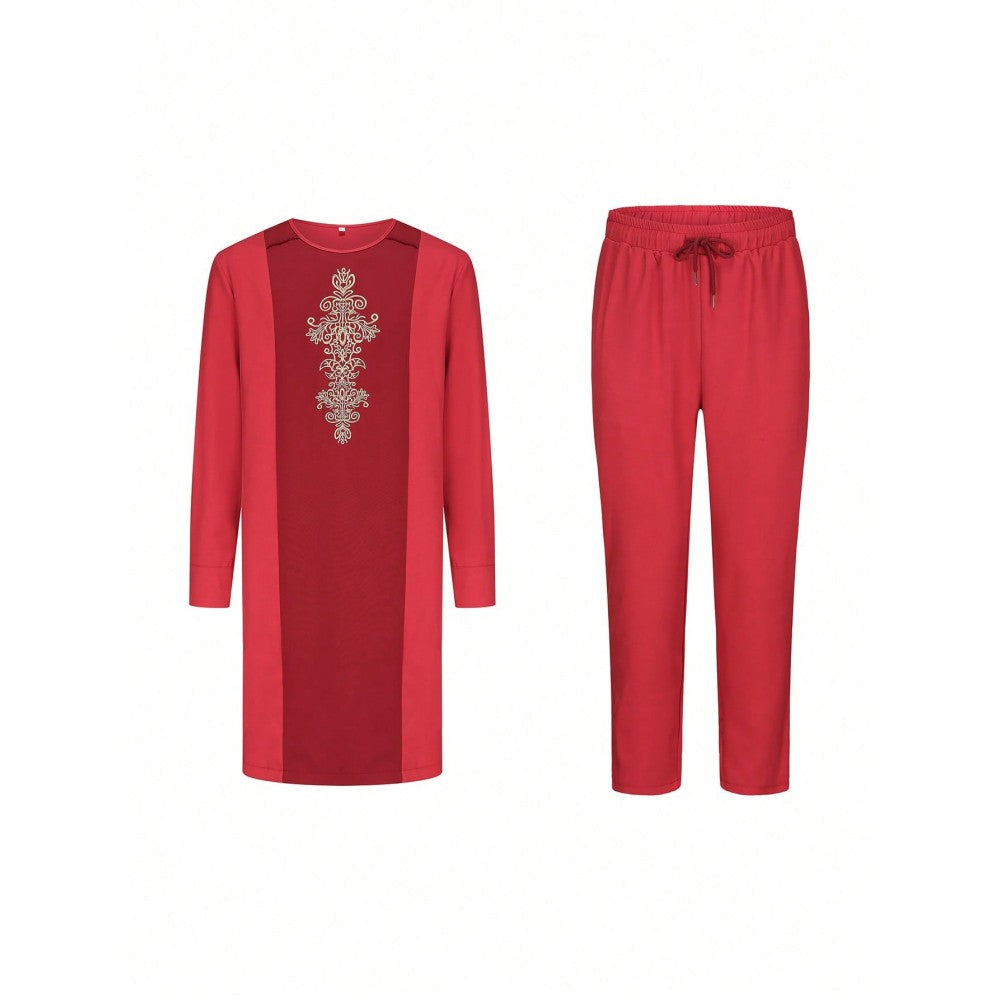 2025 African Traditional Men's Suit Luxury Casual Loose Two Piece Set Holiday Wedding Kaftan Fashionable Ethnic Men's Clothing