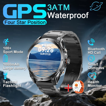 T-Rex3 Ultra Novo Smartwatch com Bússola e GPS Integrados Bateria de 1000mAh Resistência à Água 10ATM Rastreador Esportivo Smartwatches Militares para Exteriores