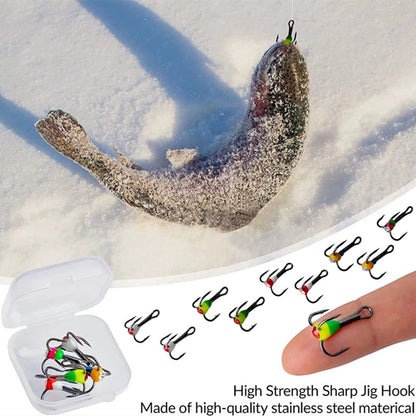 5PCS/10PCS Anzol de Pesca Anzol Triplo de Pesca no Gelo de Inverno Ferramenta de Apetrechos de Aço Carbono Iscas de Aço Carbono que Afundam Iscas de Inverno