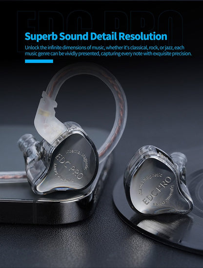 KZ EDC PRO IEM Earphones HIFI Bass In-ear Wired Headphones Dynamic Driver Monitor Earbuds with Detachable Audio Cable KZ EDX PRO