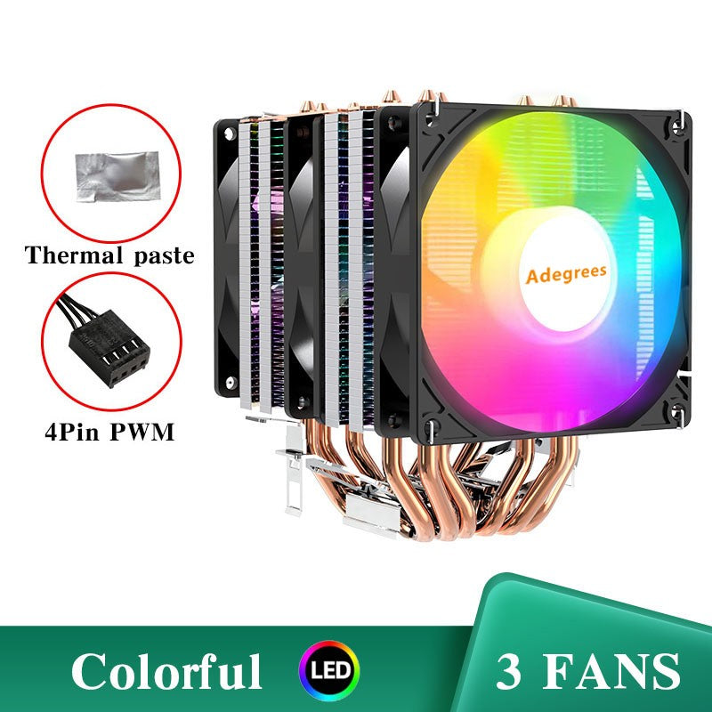 6 Heat Pipes ARGB CPU Air Cooler 4 Pin PWM Quiet CPU Cooling Fan for Intel LGA 1700 2011 1200 1156 X79 X99 AM3 AM4 PC Radiator