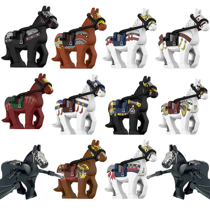 Blocos de Montar Zoológico Medieval Acessórios de Personagens Montarias Animais Cervos Elefantes Camelos Lobos Cavalos de Guerra Tijolos Brinquedos Presentes K080