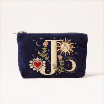 Velvet Handbag Vintage Printed Letter Pattern Makeup Bag