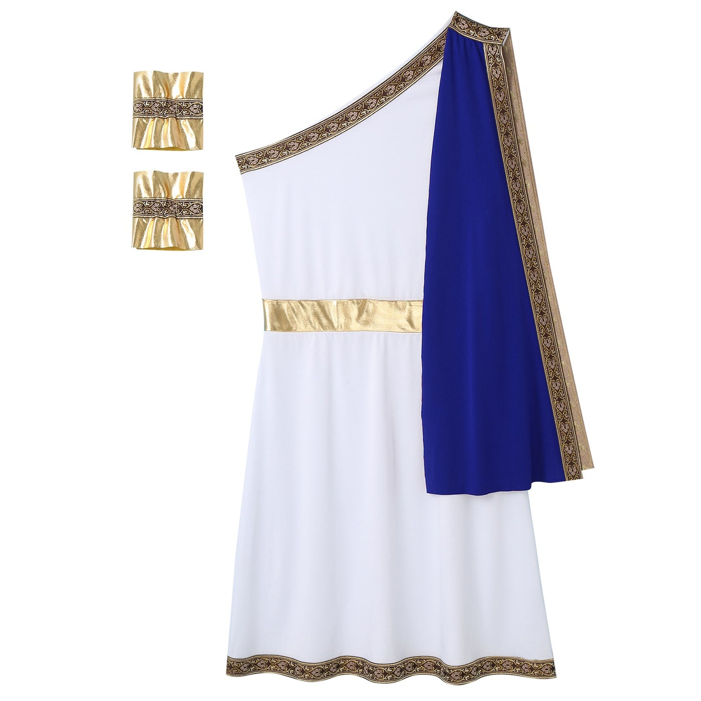 Mens Ancient Greek Toga Roman King Prince Cosplay Costume Halloween One Shoulder Embroidered Robe Dress Theme Party Outfits